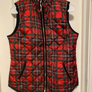 Tartan red plaid vest with velvet trim